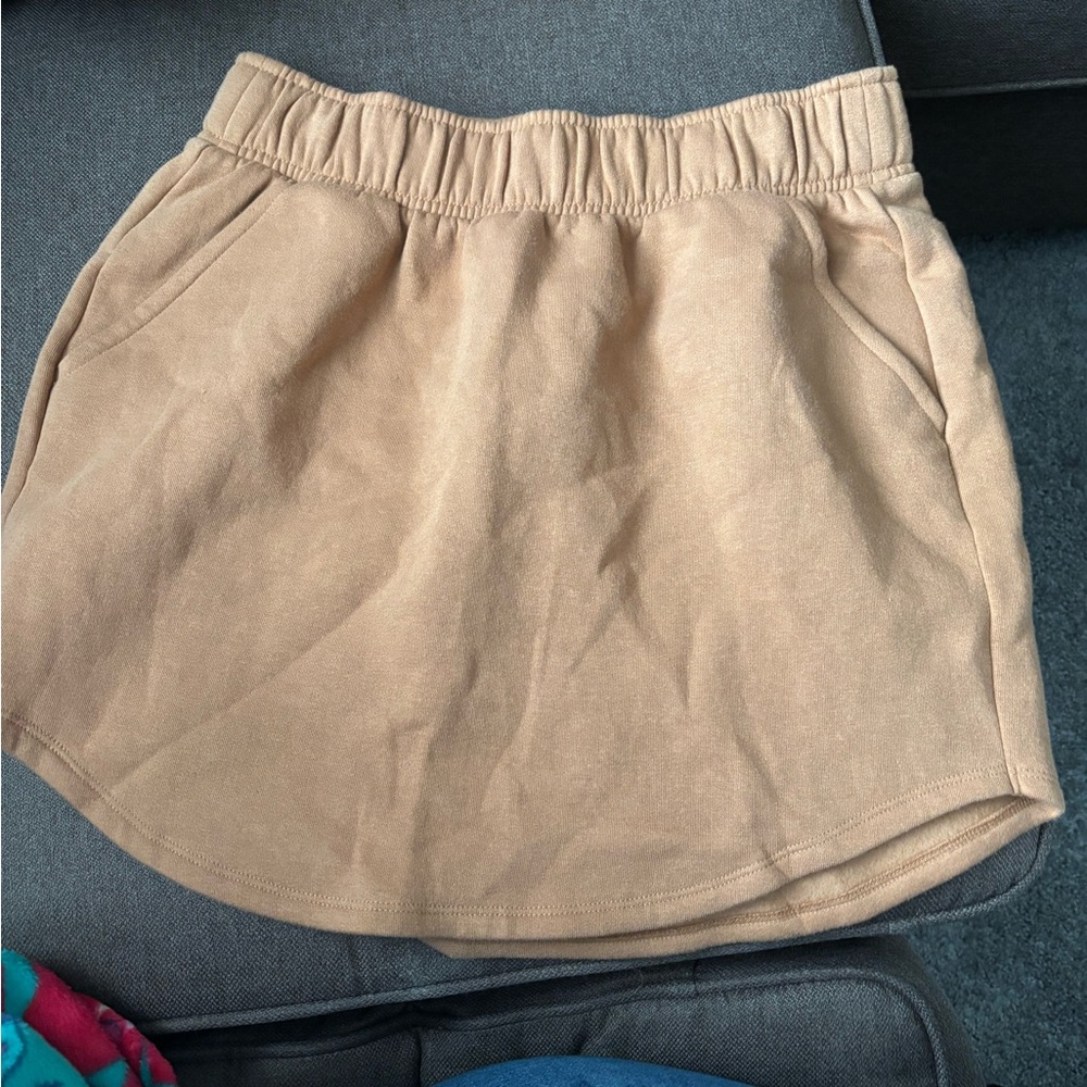 Casual Elastic Waist Tan Skirt